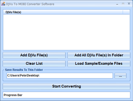 screenshot of djvu-to-mobi-software